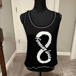 BONGO Black Tank Top with White Infinity Graphic